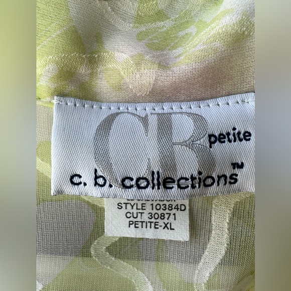 C. B. Collections - XL Petite- 3/4 length Sleeve Green/Purple Shear Top - Picture 4 of 6